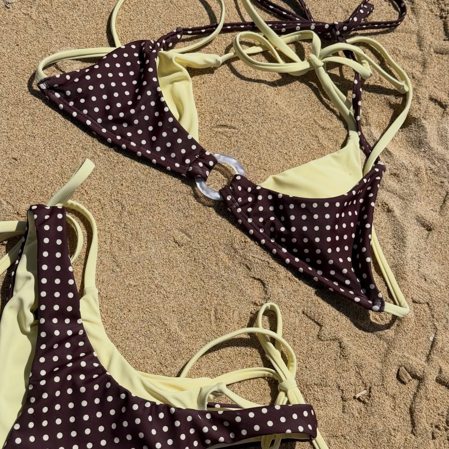 Customer photo review of Seamolly Contrast Color Polka Dot Print O Ring Double Layer Bikini Set