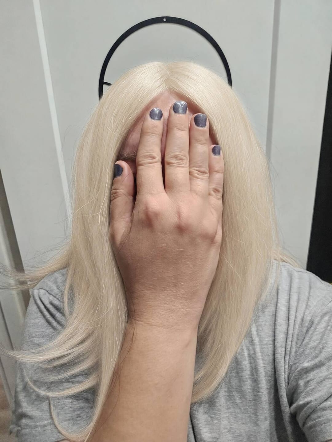 Customer photo review of Clip on Human Hair Topper Virgin Human Hairpieces For Women Platinum Blonde #60