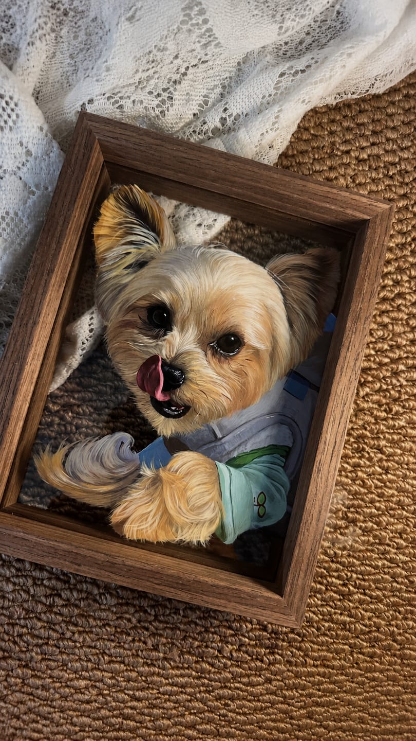 Customer photo review of 3D Hand-Painted Pet Portrait - One Pet