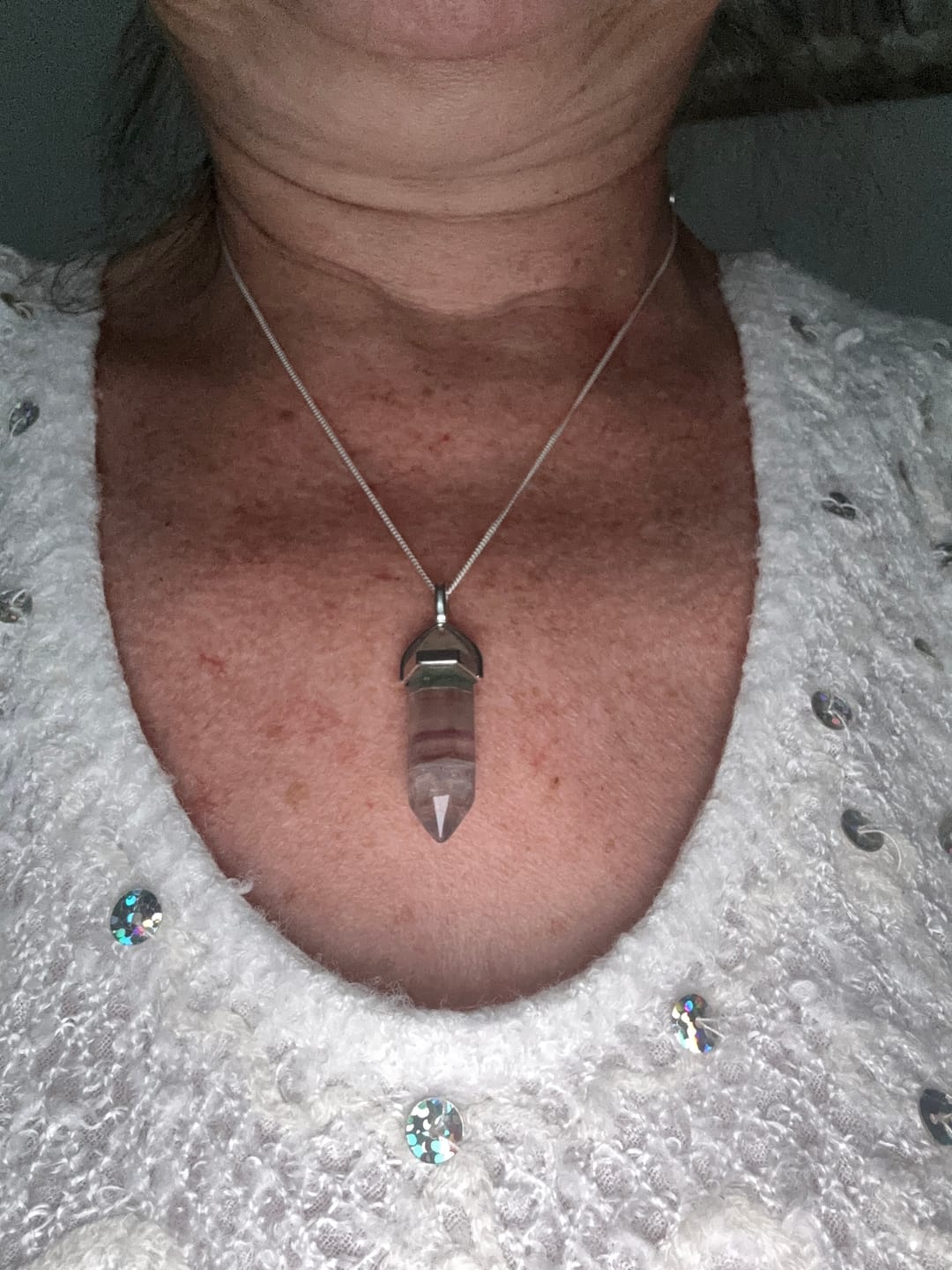 Customer photo review of Anti-Stress Fluorite Necklace
