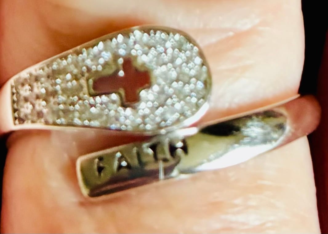 Customer photo review of "FAITH" Handmade Christian Family Ring in Zircon & 925 Sterling Silver (GIFTING OFFER)