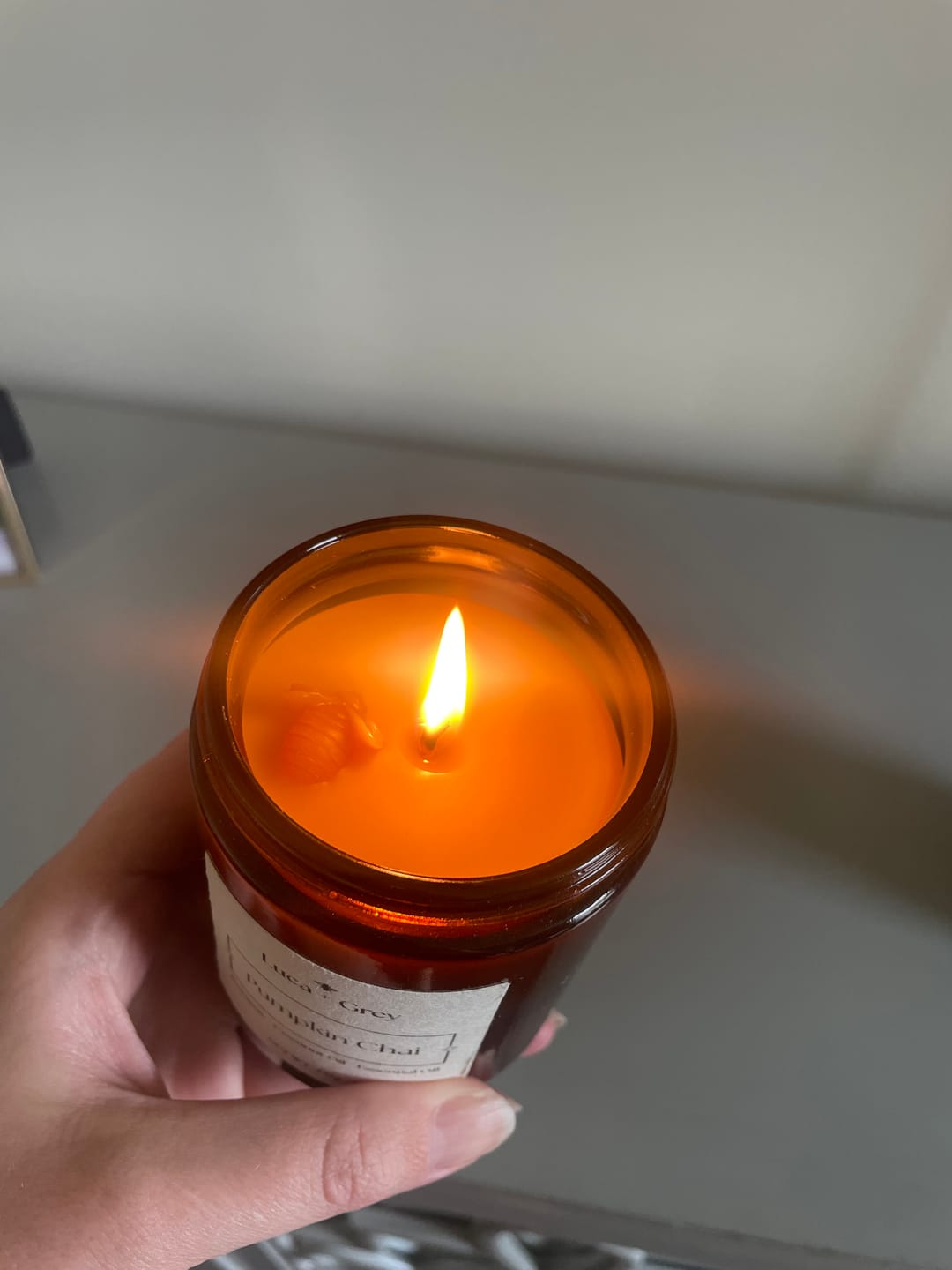 Customer photo review of Pumpkin Chai Beeswax Candle