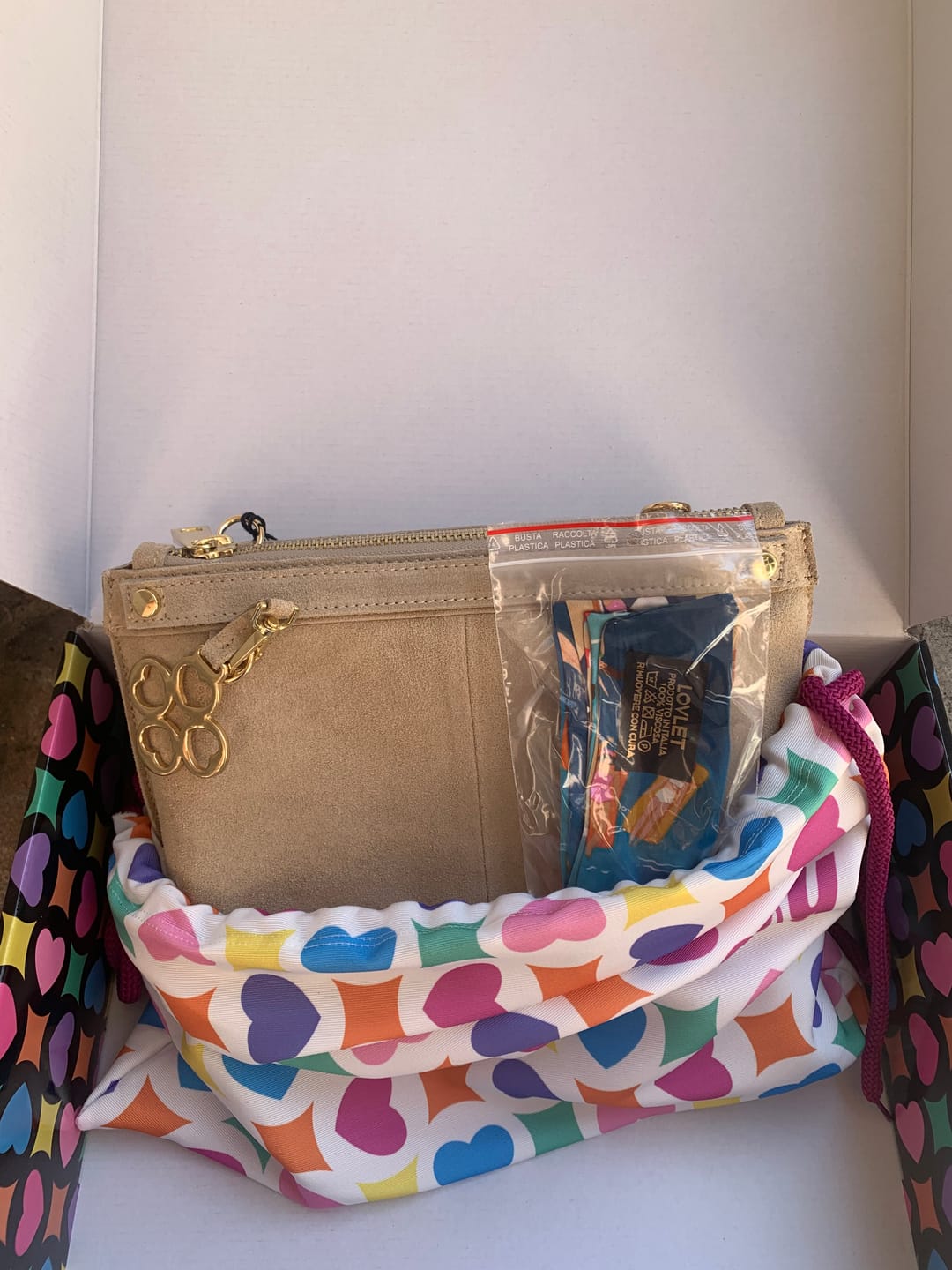 Customer photo review of BORSA MINI SOFY CAMOSCIO SABBIA