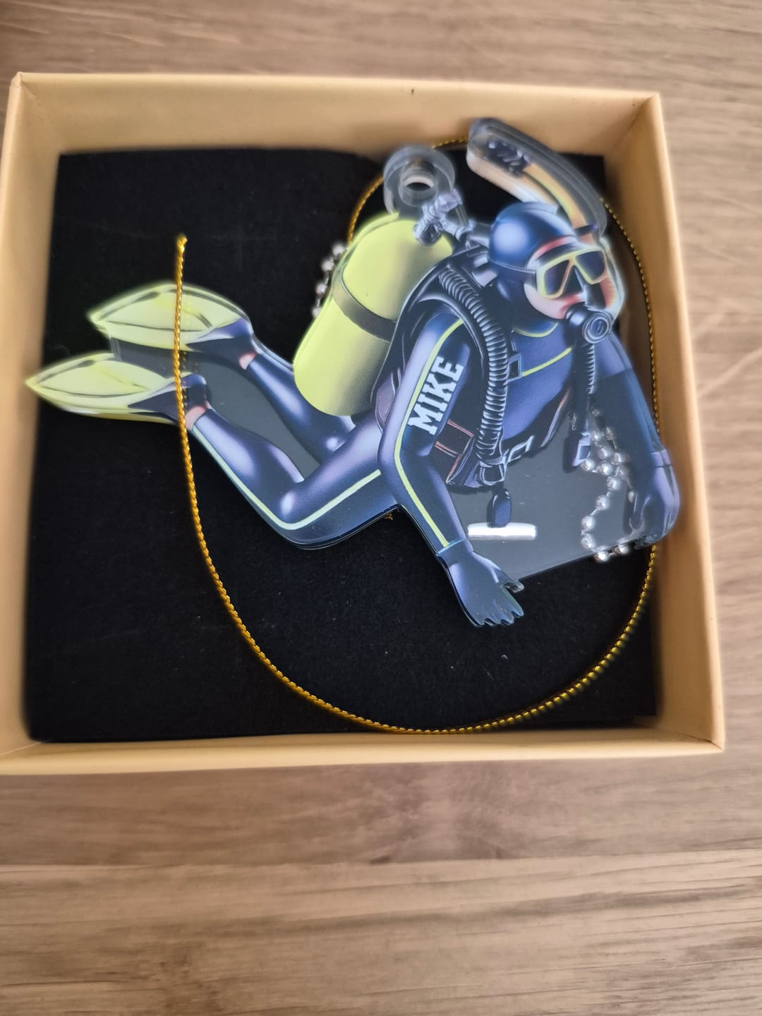 Customer photo review of Personalized Acrylic Diver Car Ornament, Custom Scuba Diving Decoration