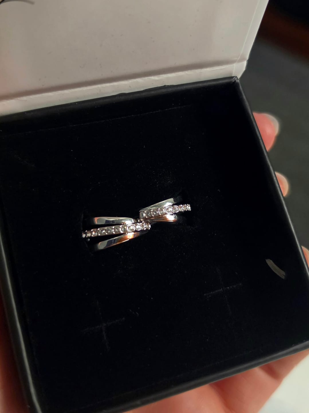 Customer photo review of Bella 18k White Gold Plated 17mm Hoop Earrings with Swarovski Crystals