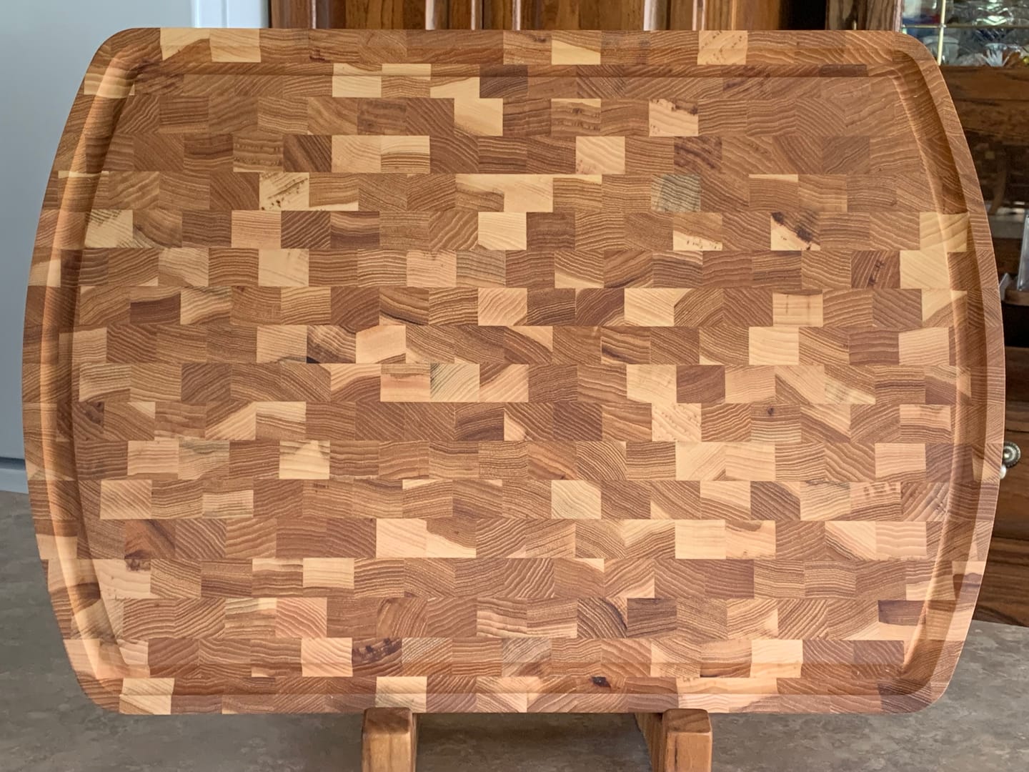 Customer photo review of The Stockholm Cutting Board – Hickory Nut Wood Pattern