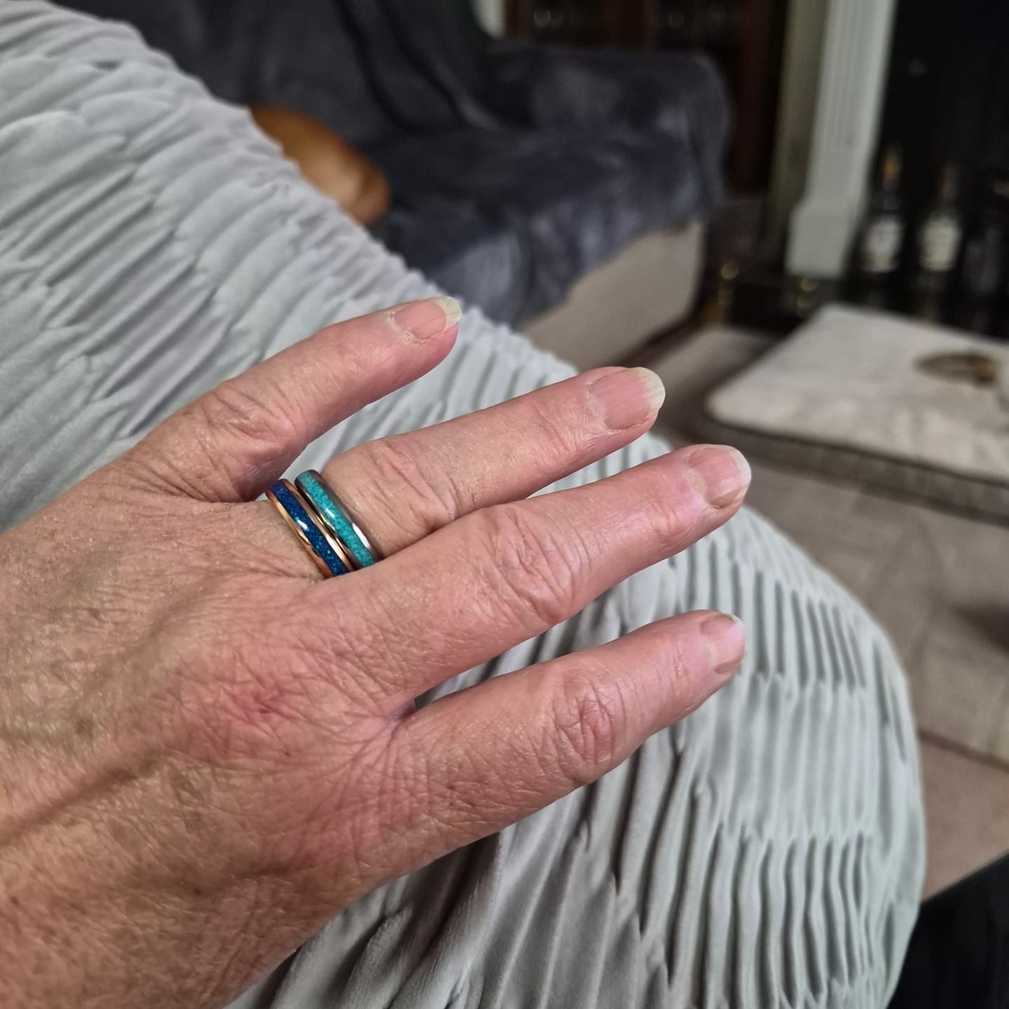 Customer photo review of The Rose Gold Blue Opal 4mm Wonder Ring