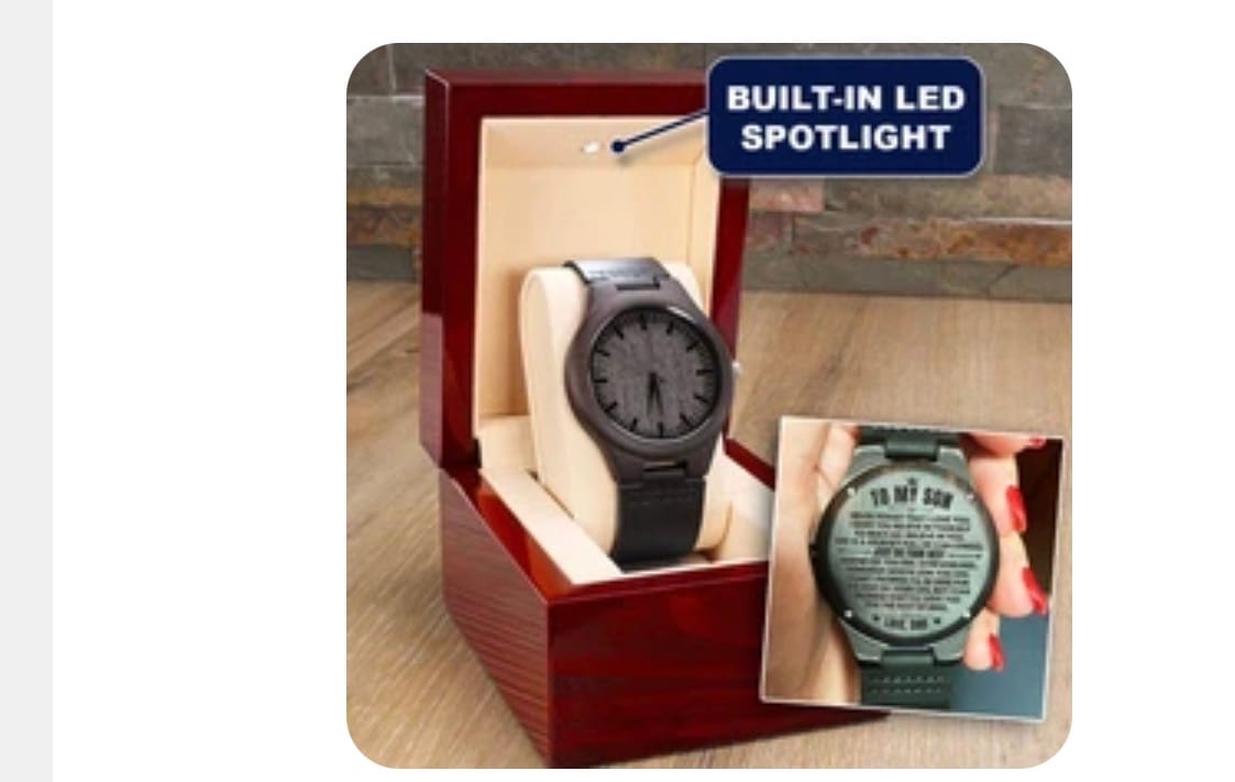 Customer photo review of To My Son - Love, Dad - Engraved Wood Watch - SS482D