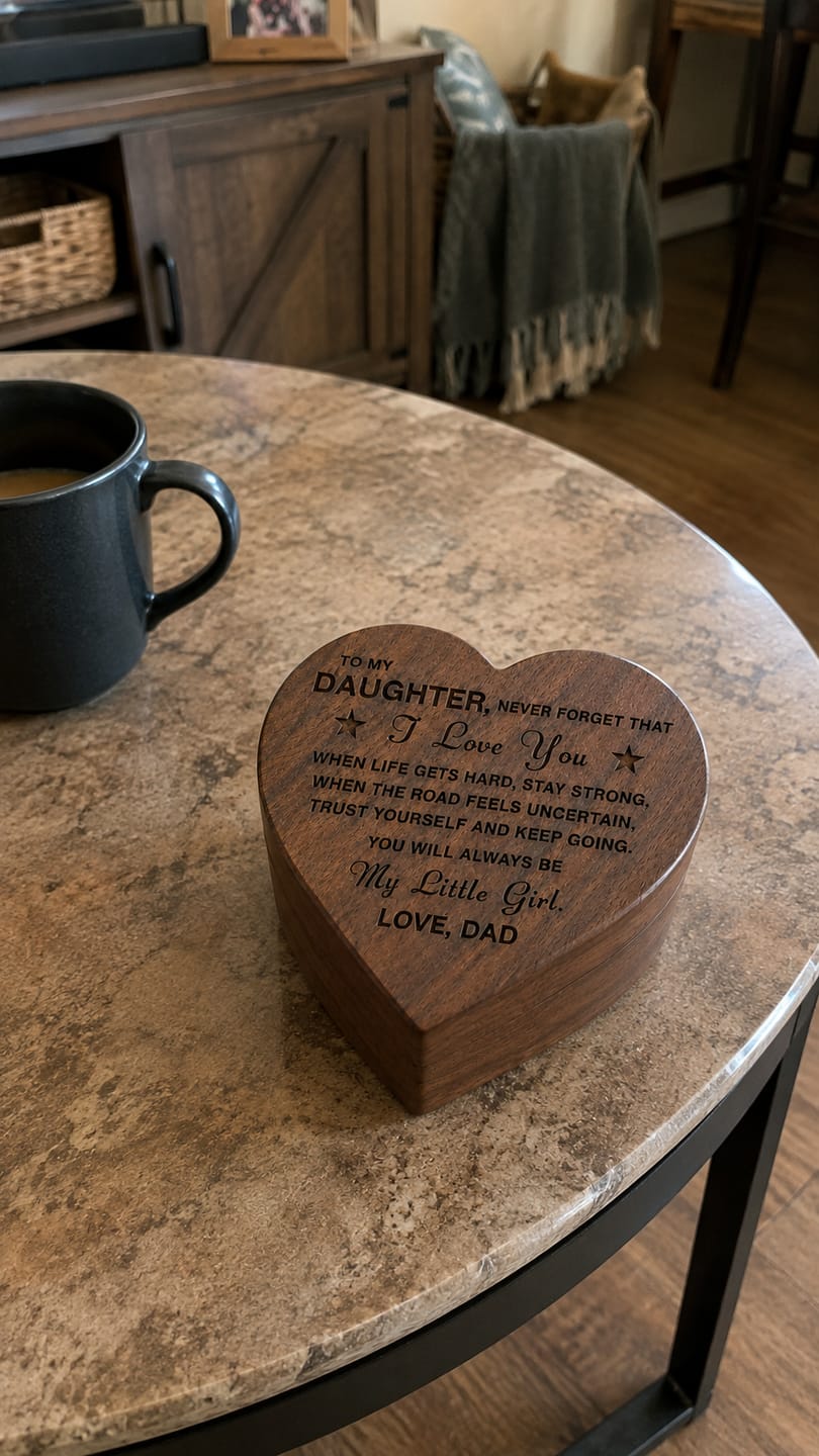 Customer photo review of To My Daughter / Love Dad Luxury Wood Heart Necklace Gift #2609