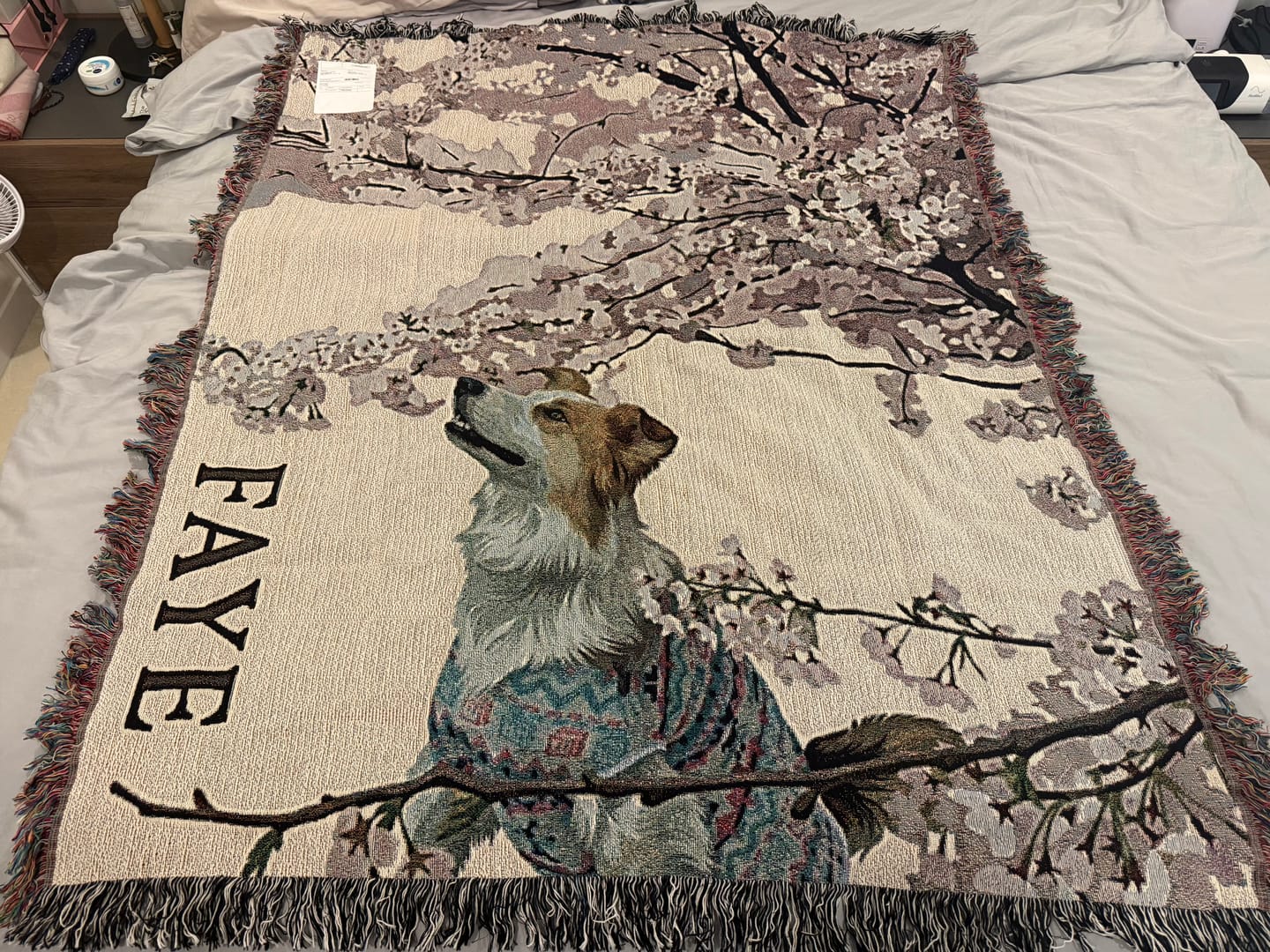 Customer photo review of Custom Heirloom Pet Throw Blanket