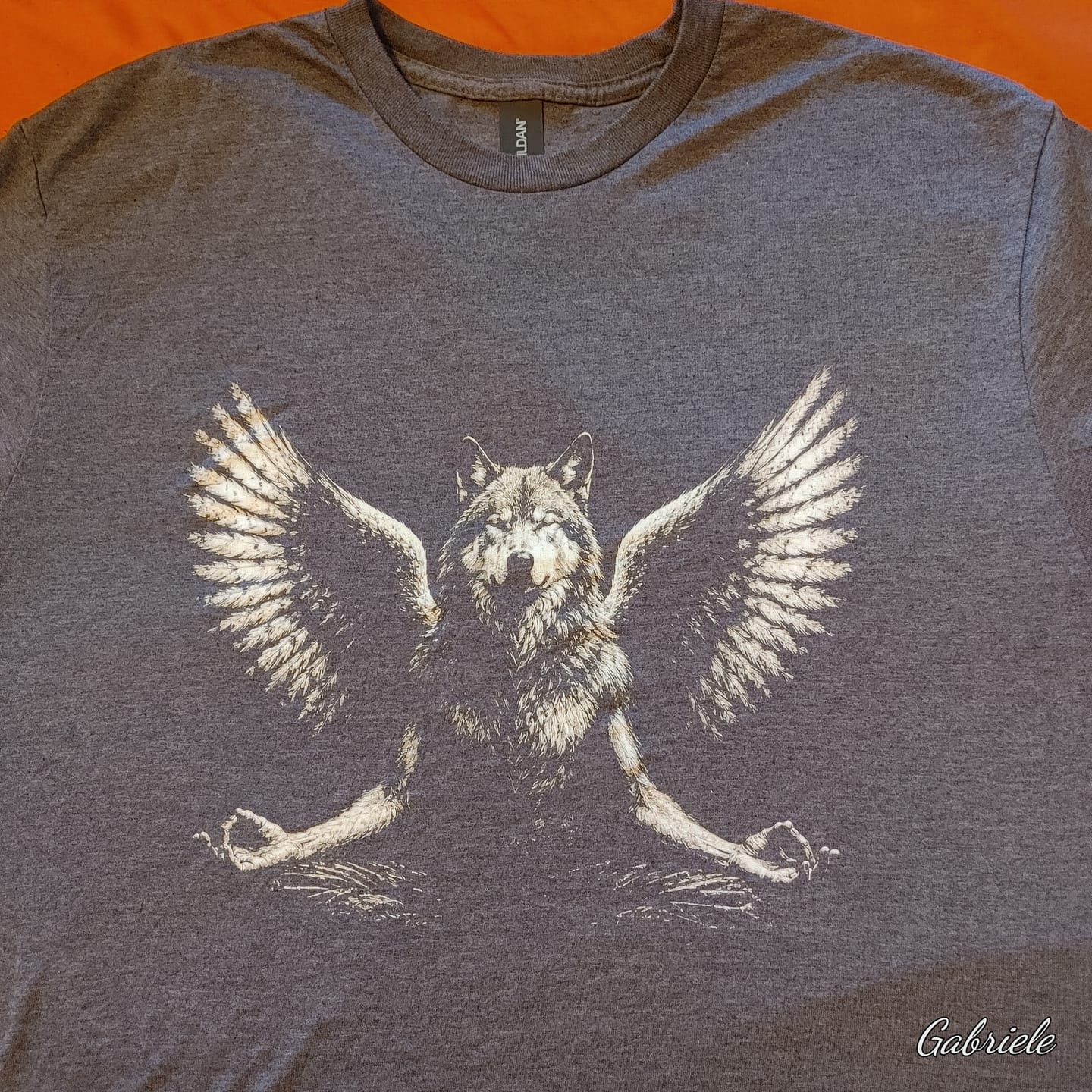 Customer photo review of Vintage Spirit Wolf Meditation T-Shirt