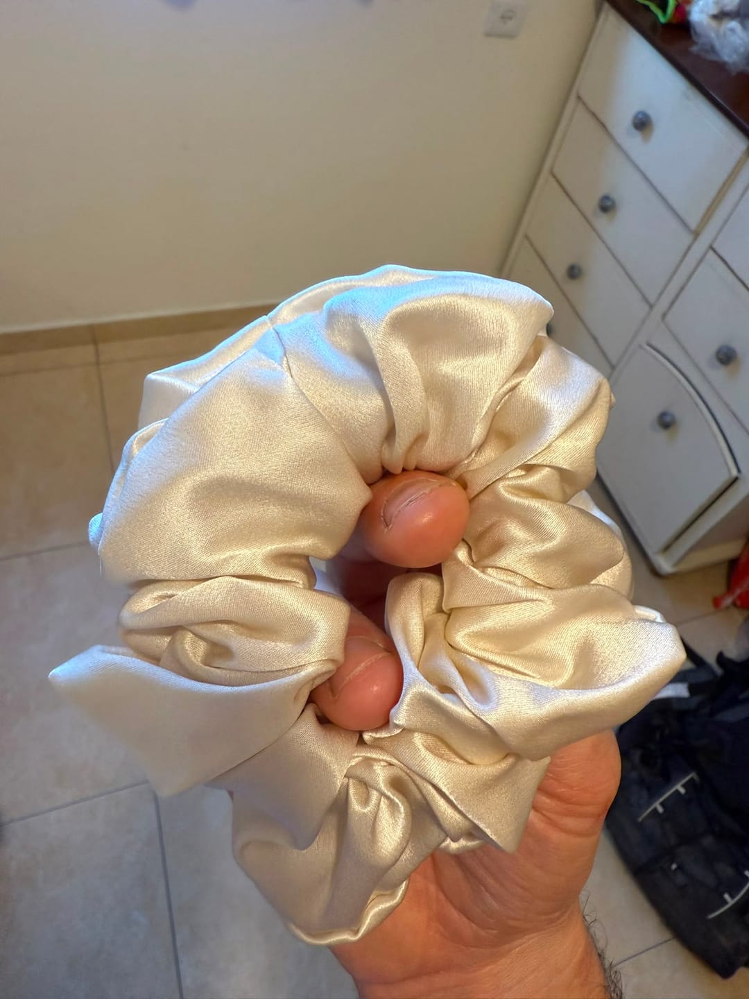 Customer photo review of גומיית משי 22Momme - פנינה