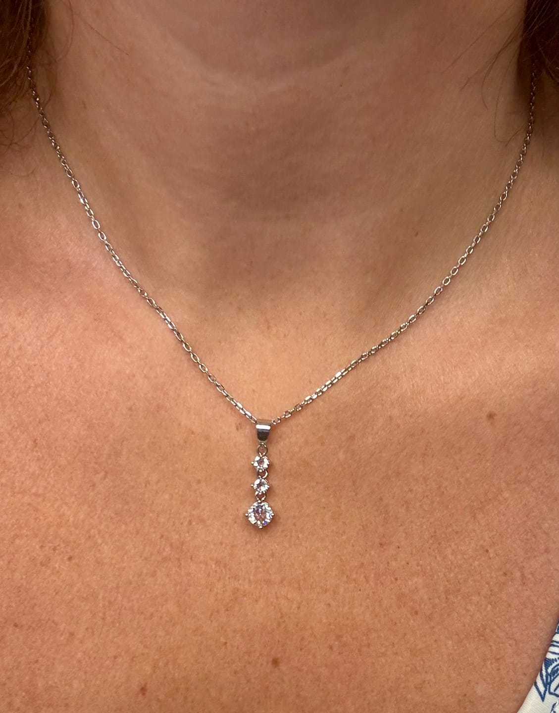 Customer photo review of Delilah 18k White Gold Plated Drop Pendant Necklace with Swarovski Crystals
