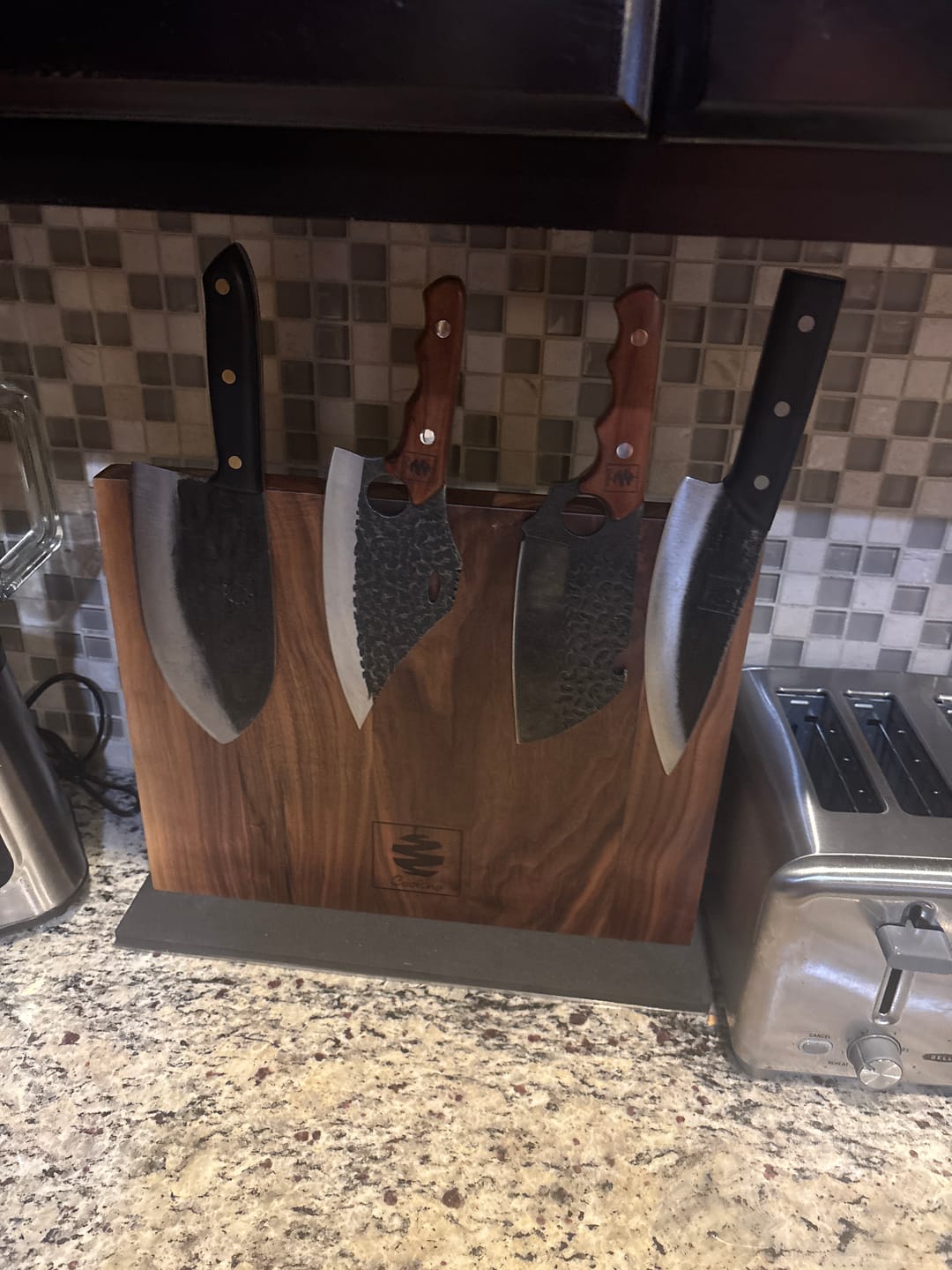 Customer photo review of FREE Walnut Magnetic Knives Holder