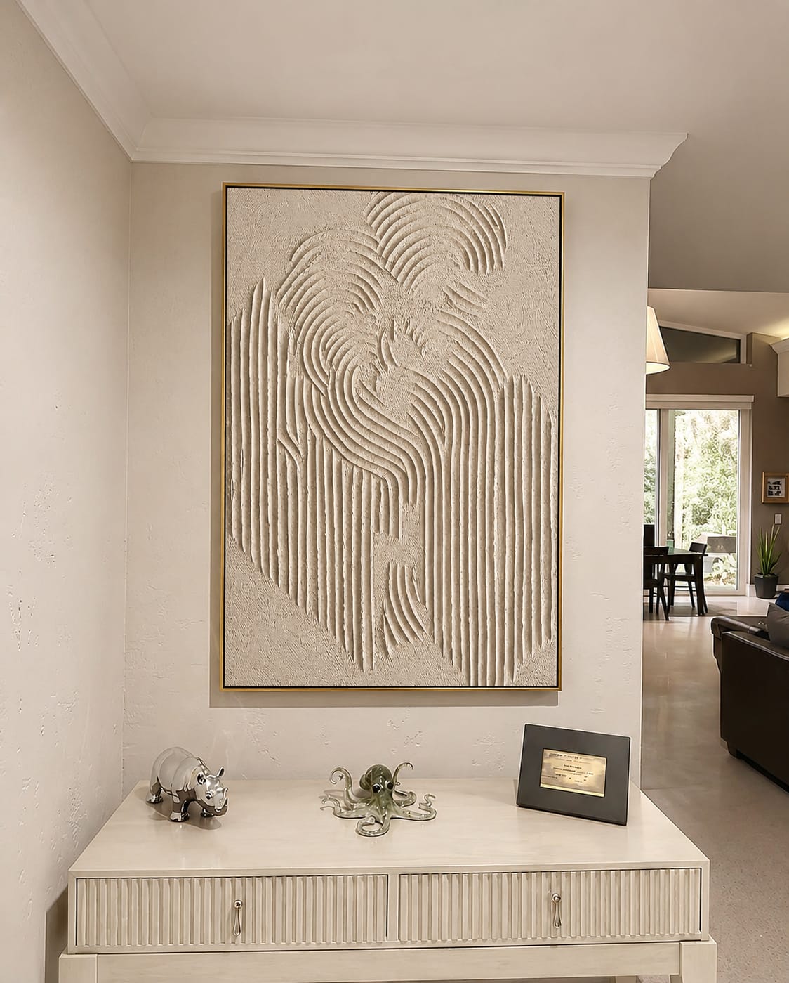 Customer photo review of “Silent Arches” – White Wabi Sabi Textured Abstract Oil Painting