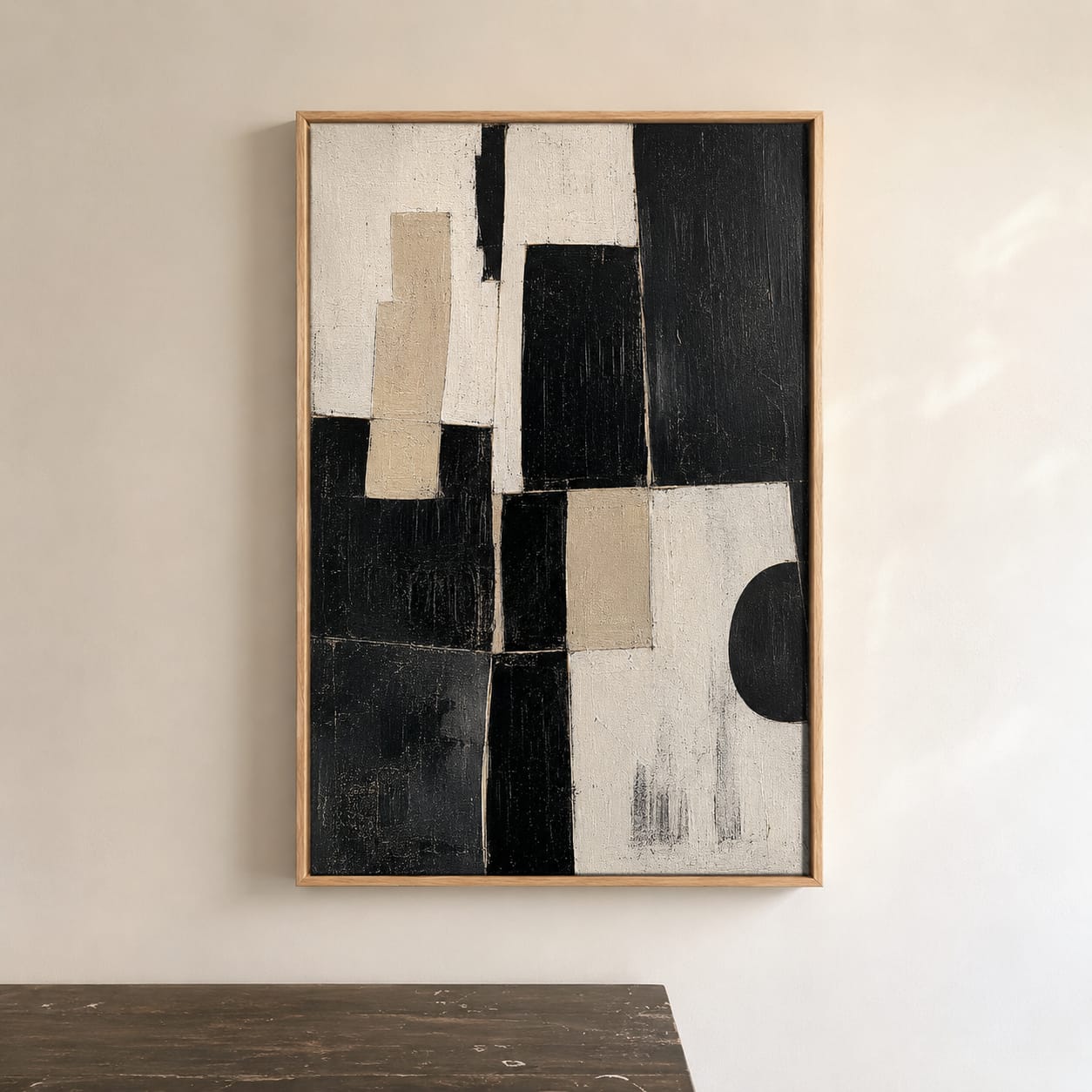 Customer photo review of "Monochrome Structure" – Black White Geometric Abstract Painting
