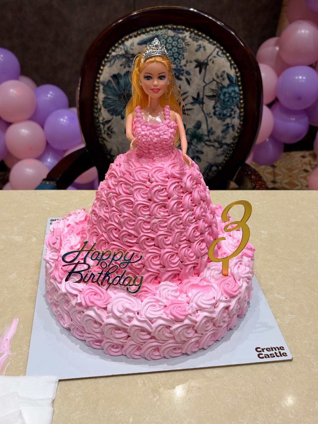 Customer photo review of Barbie Pink Floral Cake
