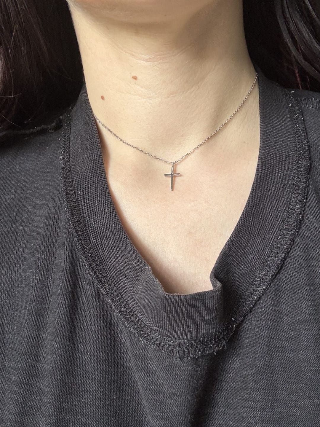 Customer photo review of Collier Croix Chrétienne Acier - Adonaï