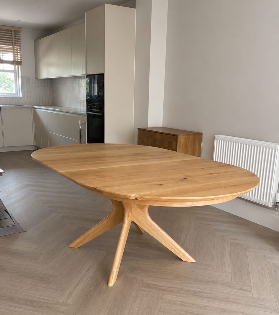 Customer photo review of Bibi Extendable Round Oak Dining Table