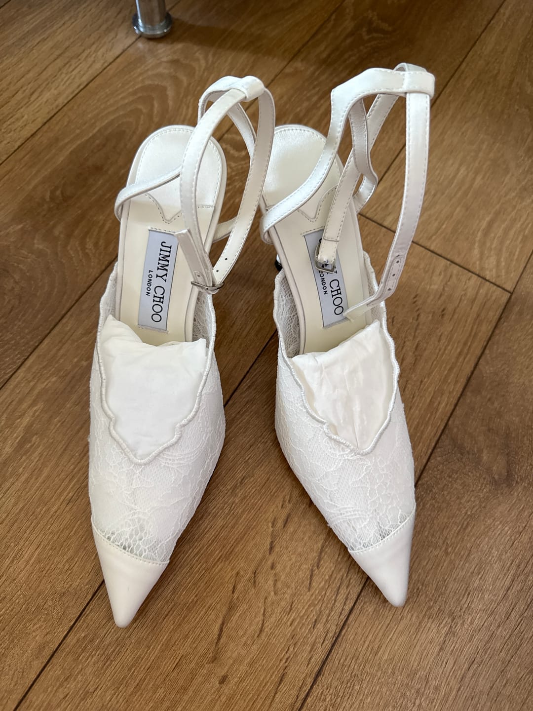 Customer photo review of Jimmy Choo 2026 Faiz 90mm Pump White Lace Leather