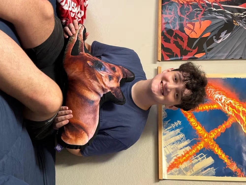 Customer photo review of Custom Photo Pillow for College & Back to School – Personalized Shaped Hug Pillow