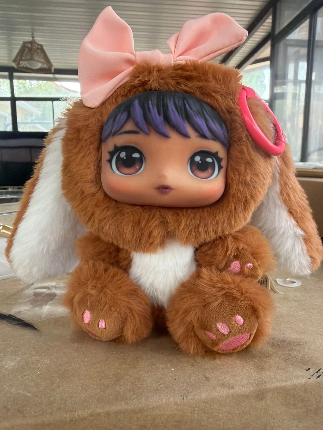 Customer photo review of Custom Face Plush Doll From Photo - Interchangeable Resin Face