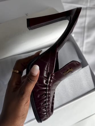 Customer photo review of Saint Laurent 2026 Le Loafer Cassandre Mule 105mm Suede Leather 642949
