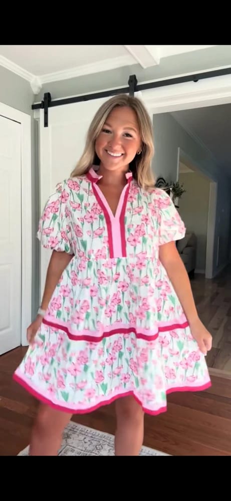 Customer photo review of Women Y2K Babydoll Mini Dresses V Neck Puff Sleeve Short Dress Beach Sundress