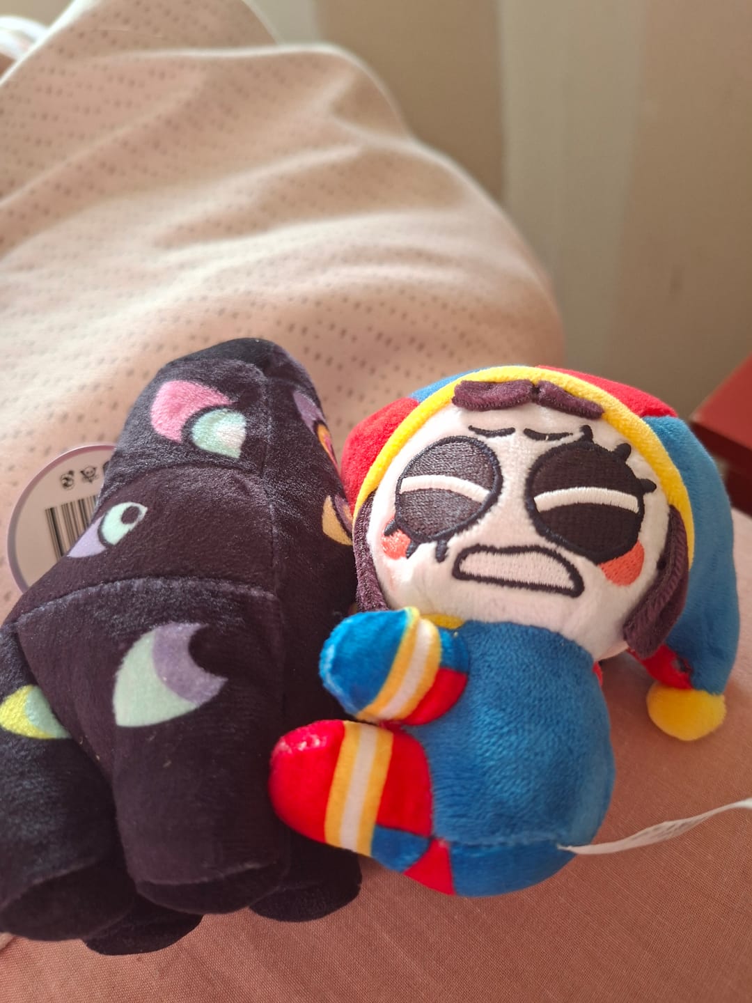 Customer photo review of Pomni & Abstraction Magnetic Plush Keychains