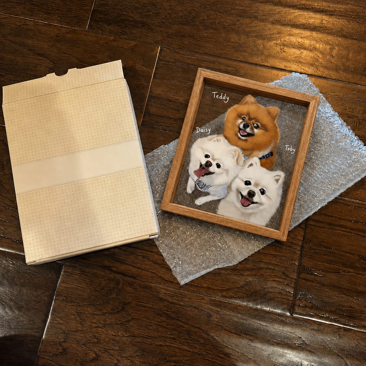 Customer photo review of 3D Hand-Drawn Pet Portraits