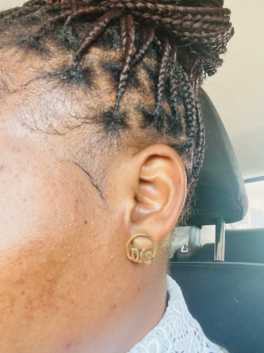 Customer photo review of Gold Era Logo Studs