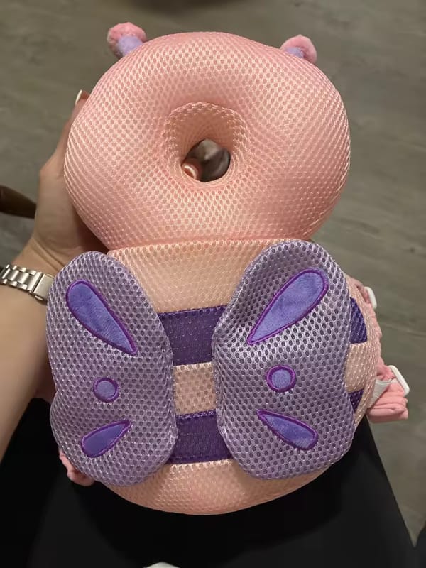 Customer photo review of Tumble Buddy — Baby Head Protector Backpack
