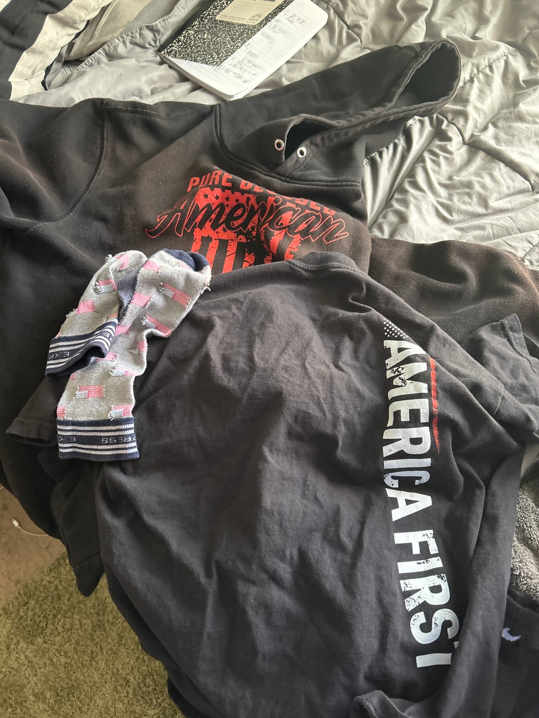 Customer photo review of DGO America First Vertical T-Shirt