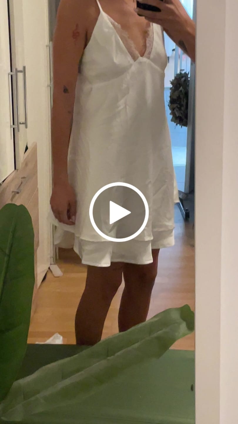 Customer video review of Kimberly Satin Mini Cami Dress