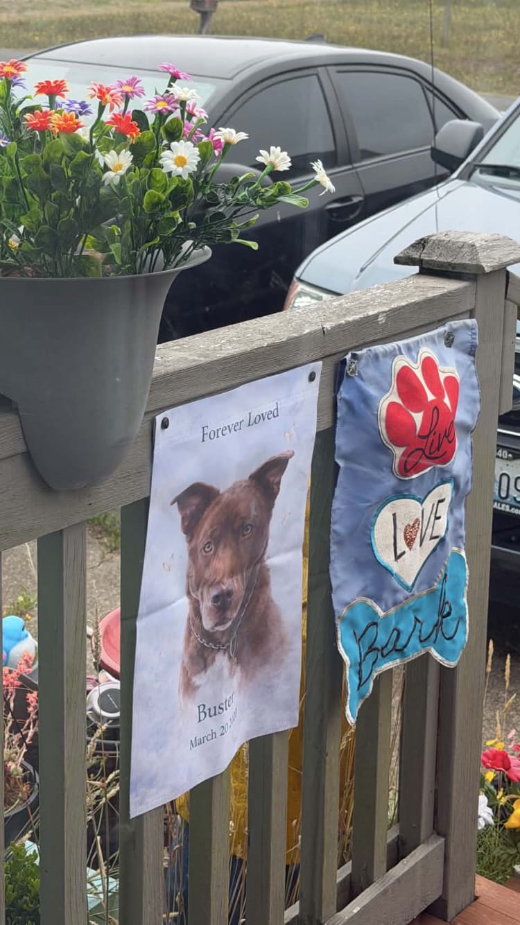 Customer photo review of Forever Loved - Personalized Garden Flag