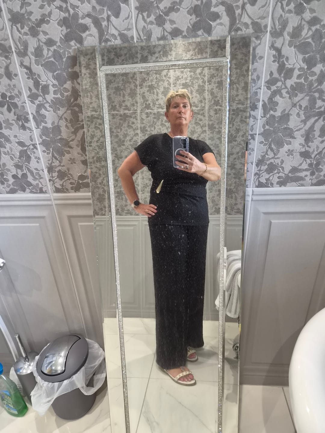 Customer photo review of Madrid Black Ruched Gold Tie Set