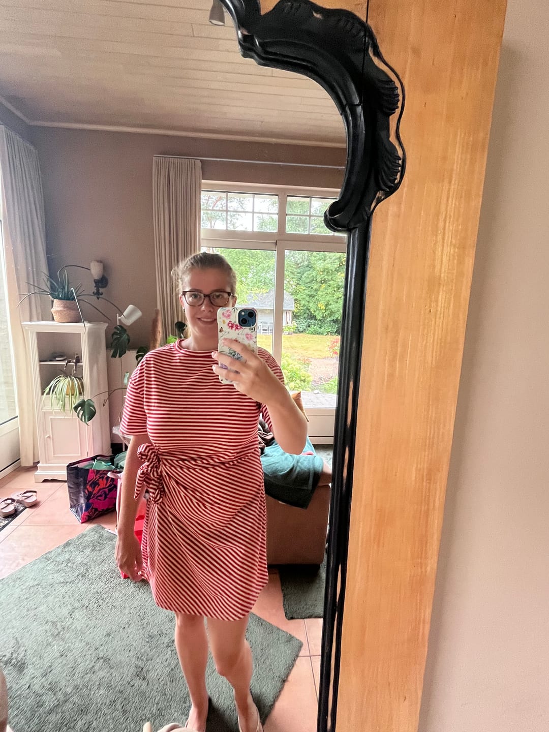 Customer photo review of Stripe Tee Dress / Red-White