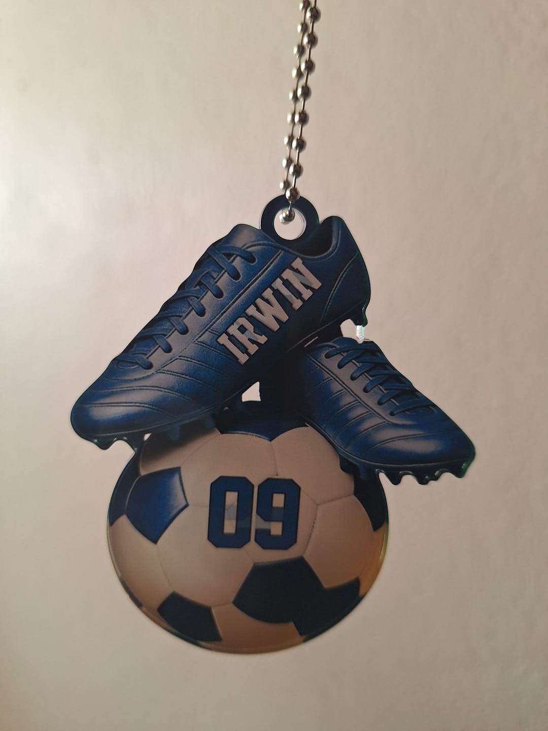 Customer photo review of Personalized Soccer Acrylic Car Ornament - Custom Name & Jersey Number Gift for Fans