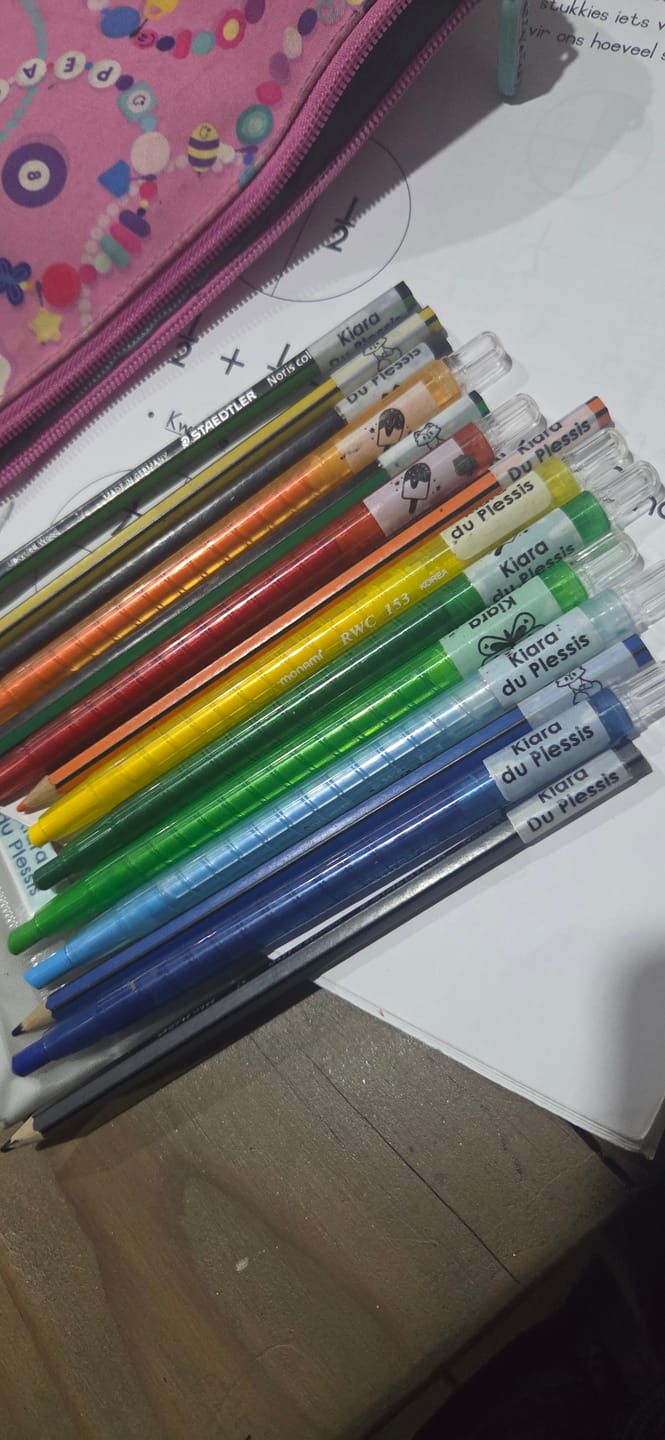 Customer photo review of Wrap-around Pencil & Pen Labels
