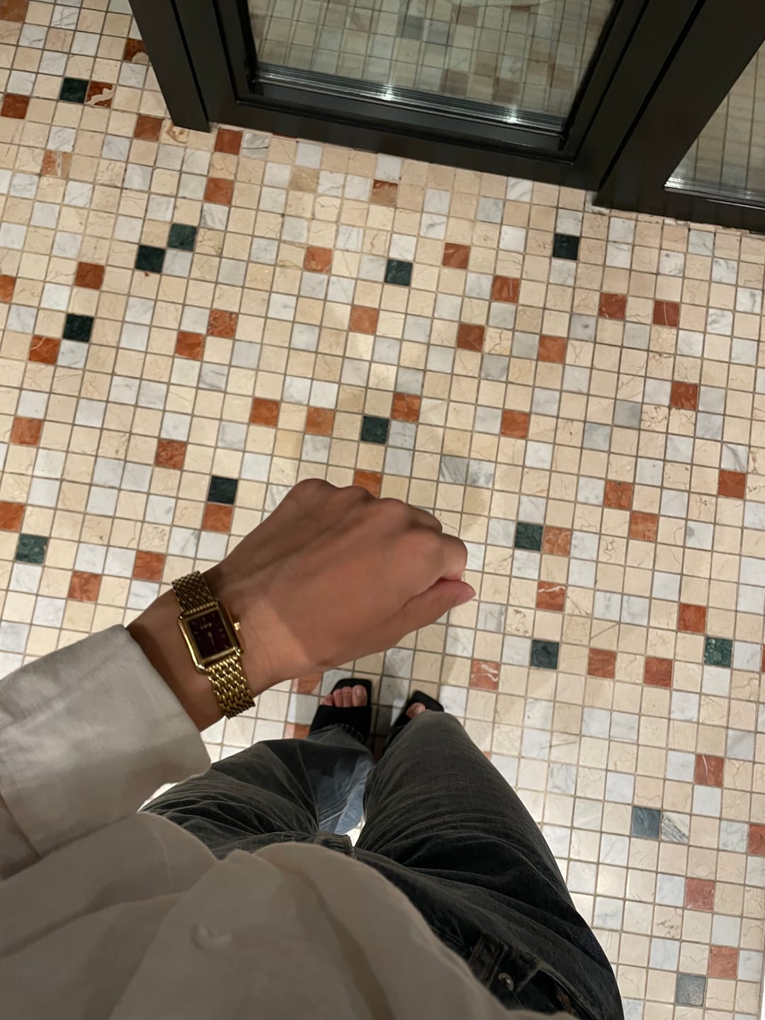 Customer photo review of Olivia Petite Gold Burgundy