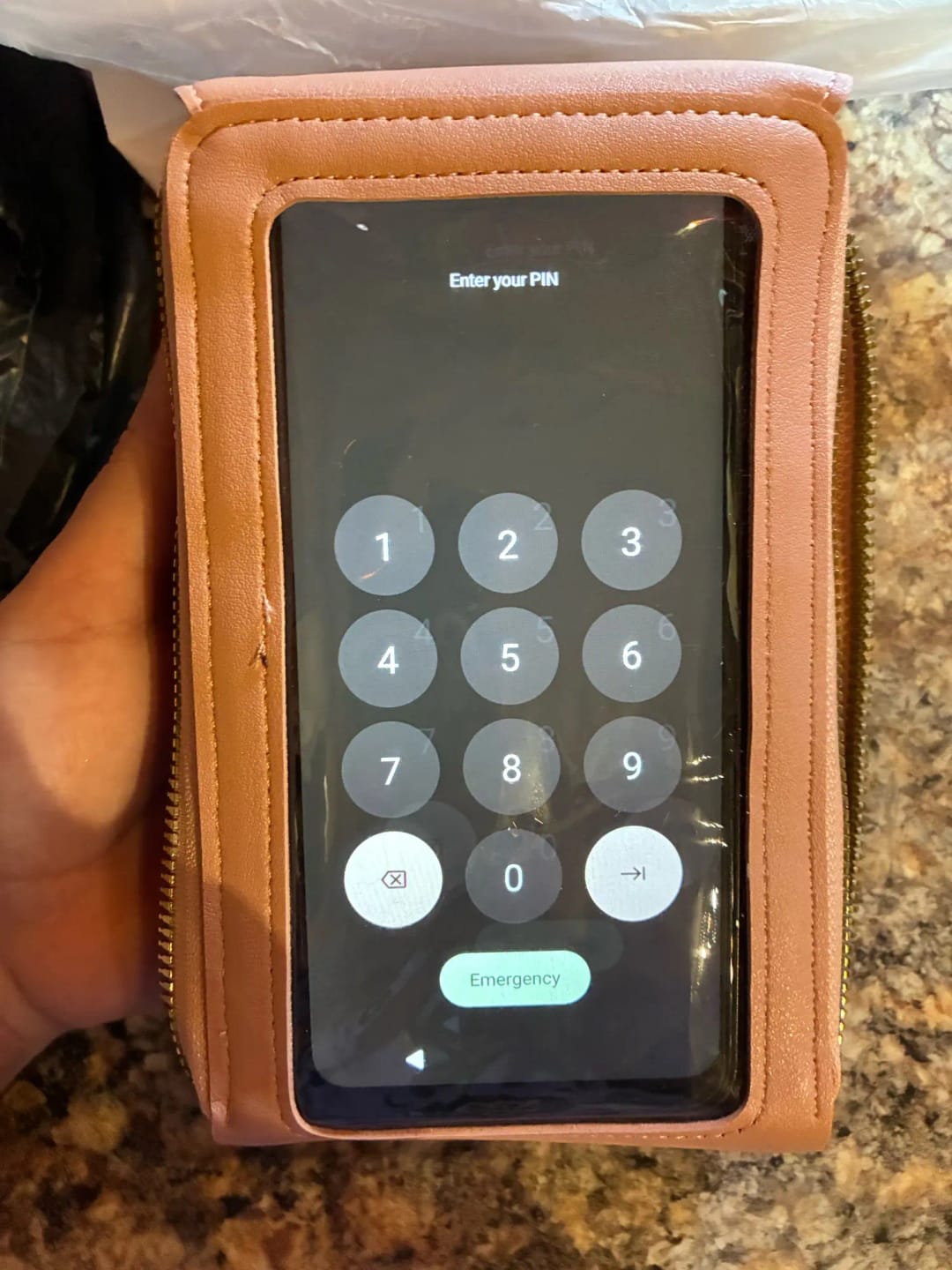 Customer photo review of SecureTouch Crossbody Shoulder Bag