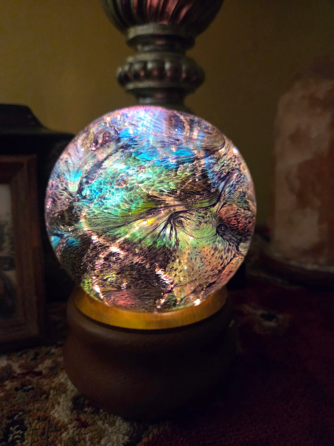 Customer photo review of Dichroic Explosion Orb with Cremation Ash