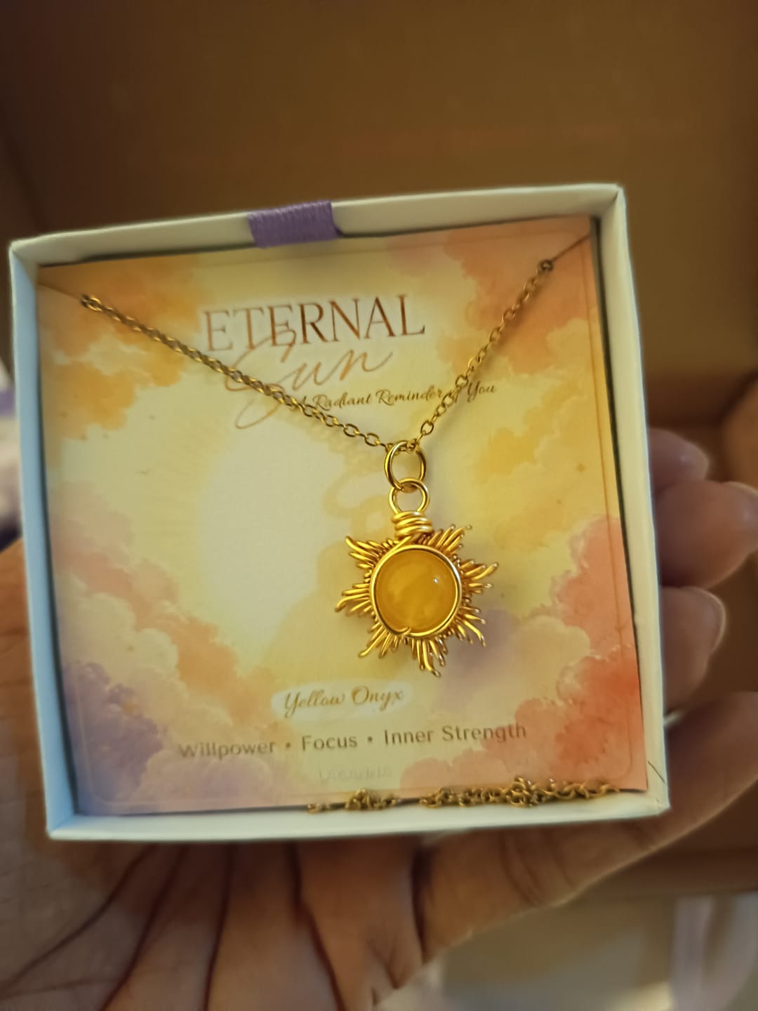 Customer photo review of Eternal Sun Necklace | Yellow Onyx