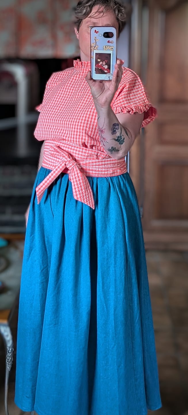 Customer photo review of Blouse Camélia – Seersucker vichy fluo