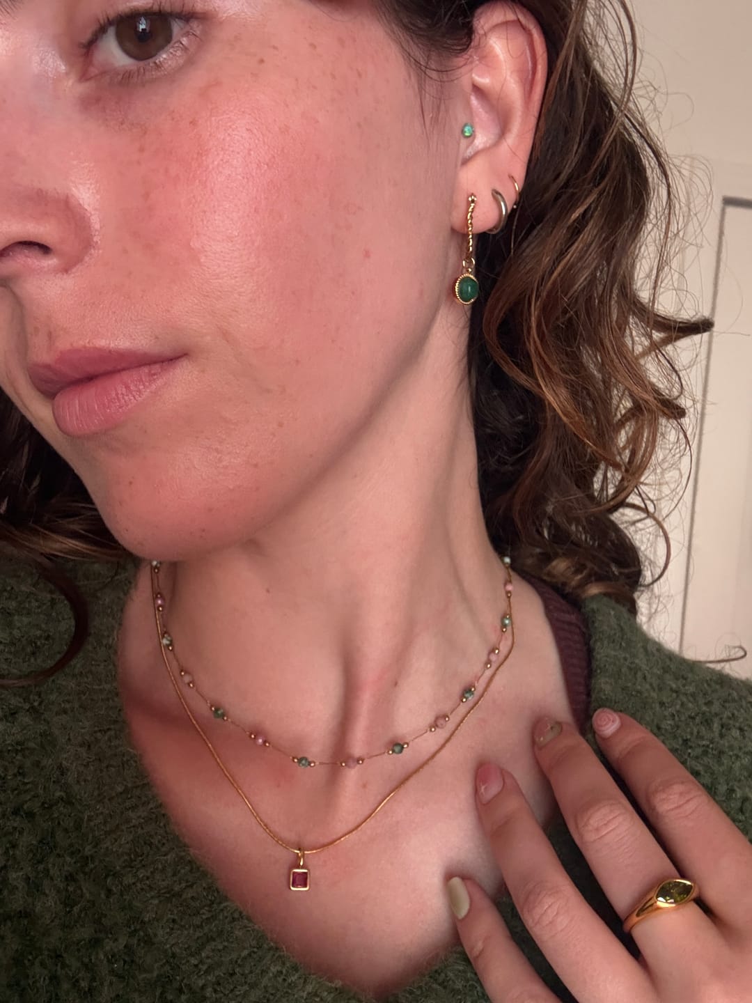 Customer photo review of Square Pendant Birthstone Necklace