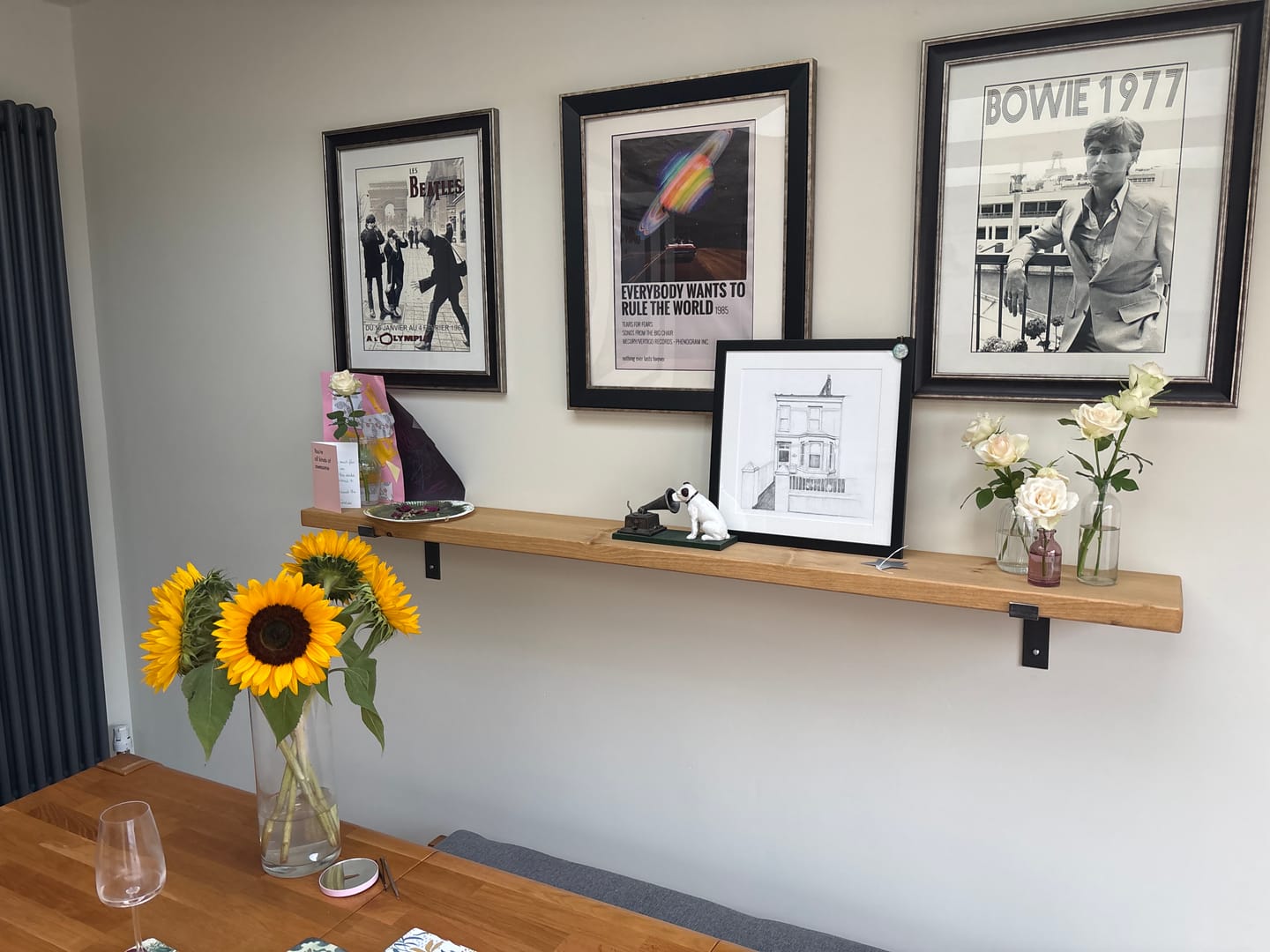 Customer photo review of Rustic Wooden Wall Shelves with Industrial Style Bracket | 20cm / 25cm depth Options