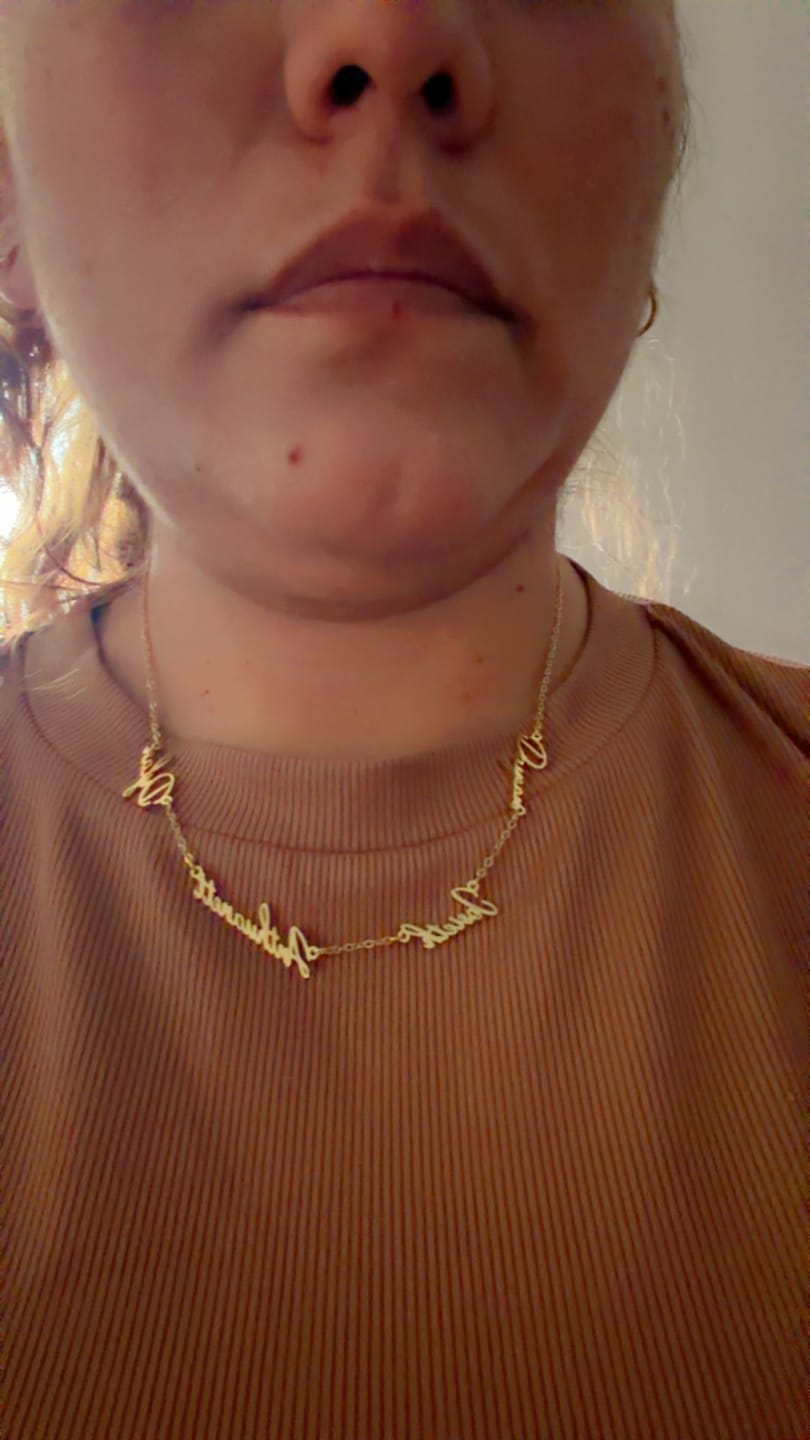 Customer photo review of Multi Name Necklace
