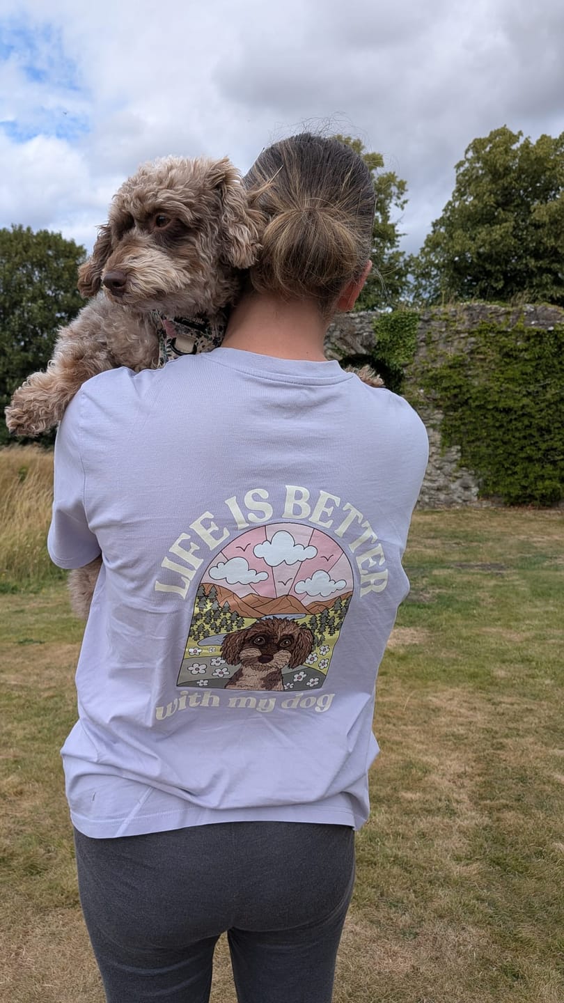 Customer photo review of Personalised Life Is Better With Your Dog T Shirt