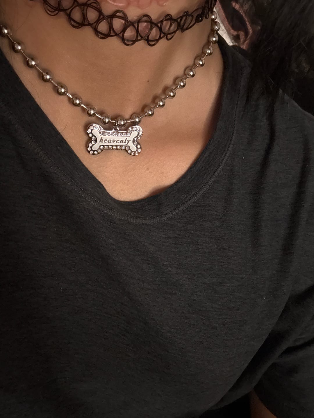 Customer photo review of Heavenly Bone Ballchain Necklace