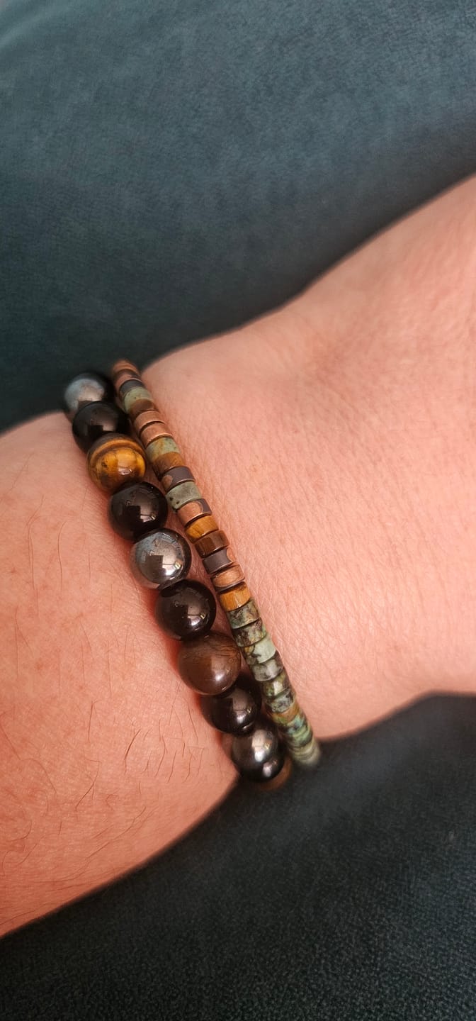 Customer photo review of Triple protection - beaded bracelet; black obsidian, tiger's eye and hematite